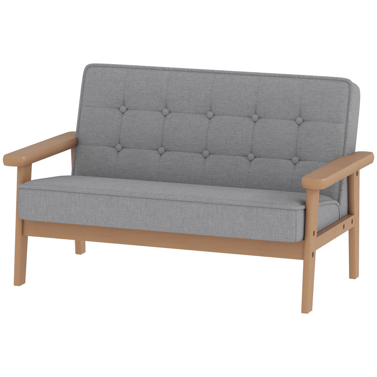 KINDERSESSEL DE-10383 2-sitzig mit Holzrahmen Grau - Grau, Holzwerkstoff (42/48/77cm) - ComfortXL