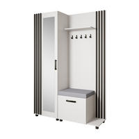 GARDEROBENSCHRANK Livia mit Aufhängern und Spiegel, Weiß, rechts - Schwarz/Weiß, Holzwerkstoff (137/207/42cm) - Beautysofa