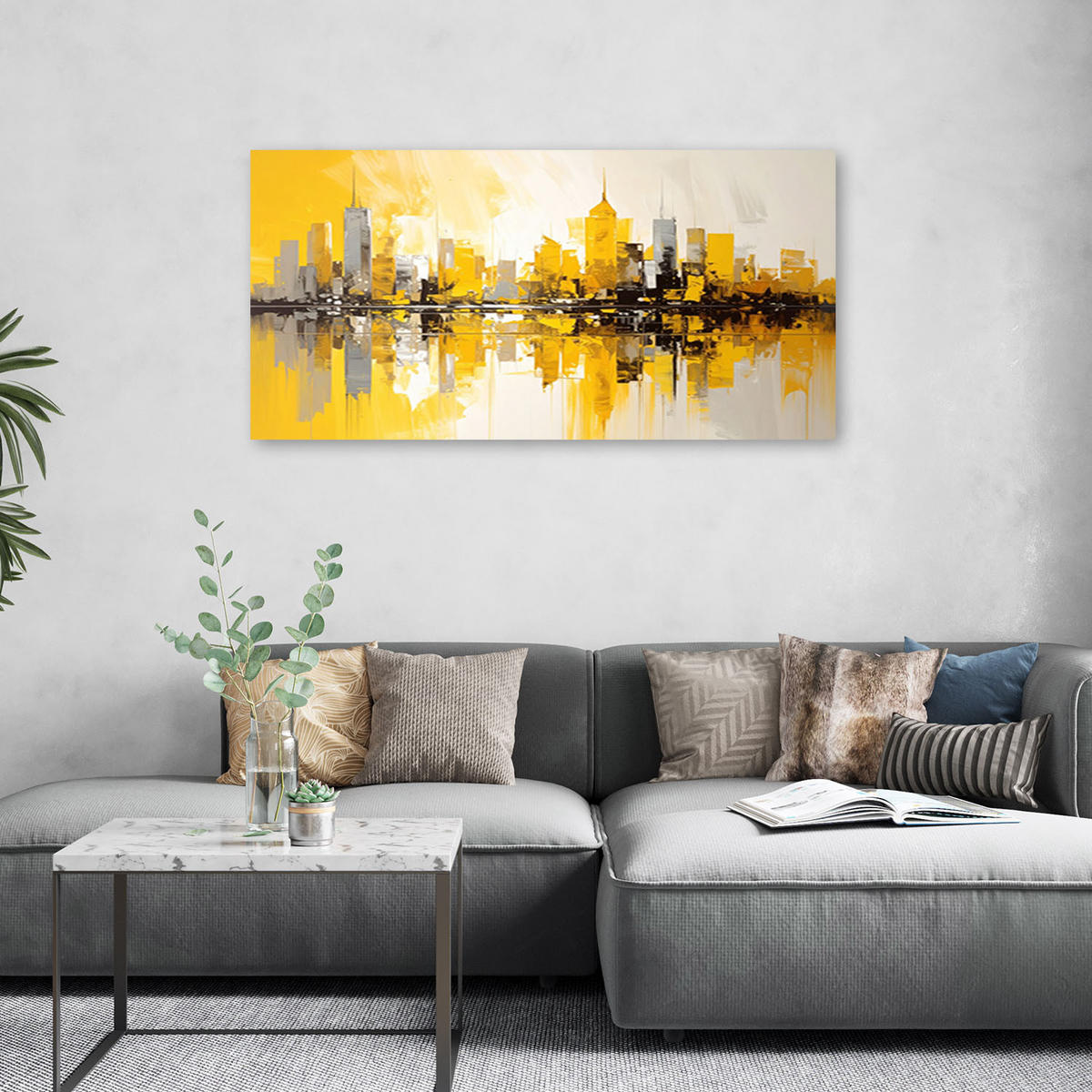 LEINWANDBILD Städte & Architektur 80x40cm - Gelb, Textil (80/40cm) - Feeby