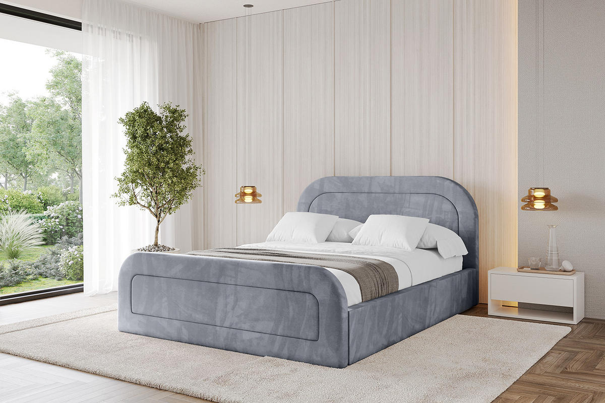 POLSTERBETT mit Bettkasten, Fußteil und Lattenrost, Boxbett ohne Matratze - LERAY-Z 120x200 Grau - Grau, Holzwerkstoff/Textil (120/200cm) - ALTDECOR