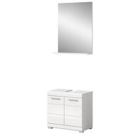 BADMÖBEL-SET weiß Hochglanz 2-teilig 60 cm, Kombination mit Spiegel - Weiß Hochglanz, Glas/Holzwerkstoff (60/191/34cm) - Inn.Furn