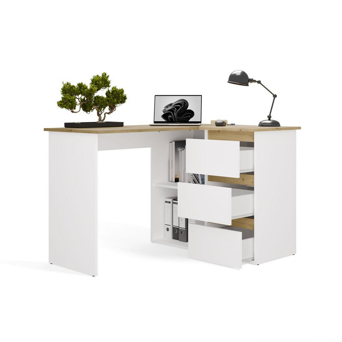SCHREIBTISCH Weiß, Artisan Eiche 120/75/49 - Weiß/Eiche Artisan, Holzwerkstoff (49/120/75cm) - RAUMHIRSCH FURNITURE