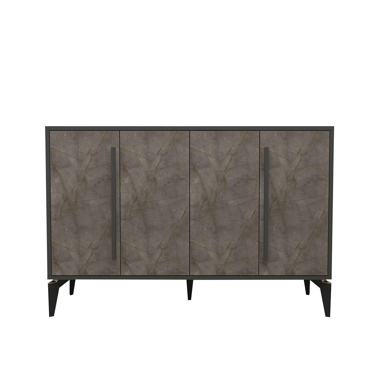 SIDEBOARD Majör Grau 4-Türig 9888 - Anthrazit/Schwarz, Holzwerkstoff/Metall (140/95/35.3cm) - moebel17