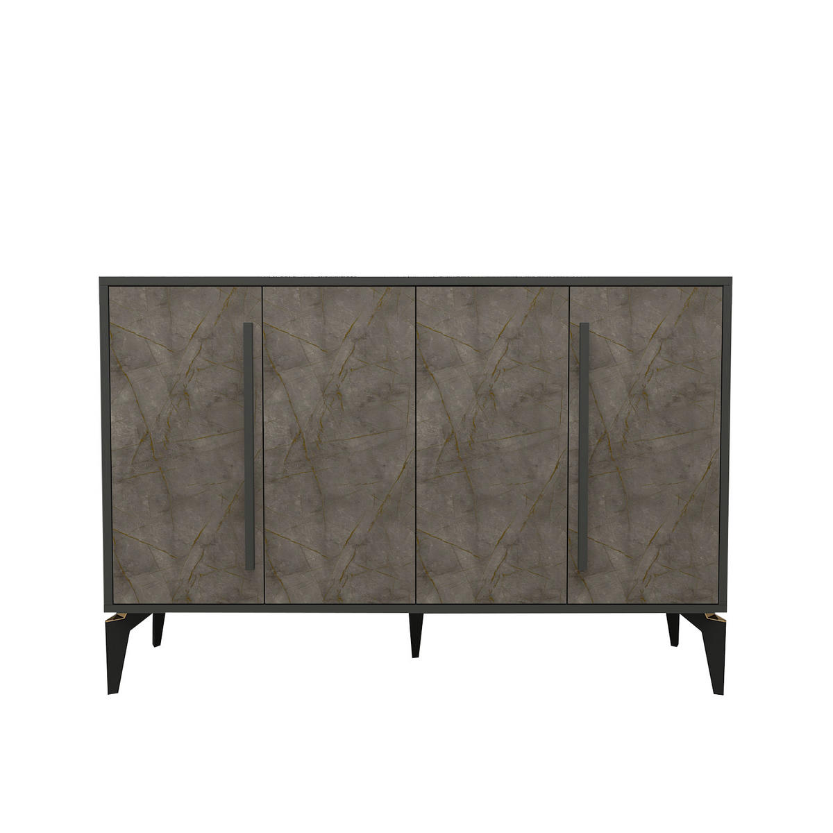 SIDEBOARD Majör Grau 4-Türig 9888 - Anthrazit/Schwarz, Holzwerkstoff/Metall (140/95/35.3cm) - moebel17
