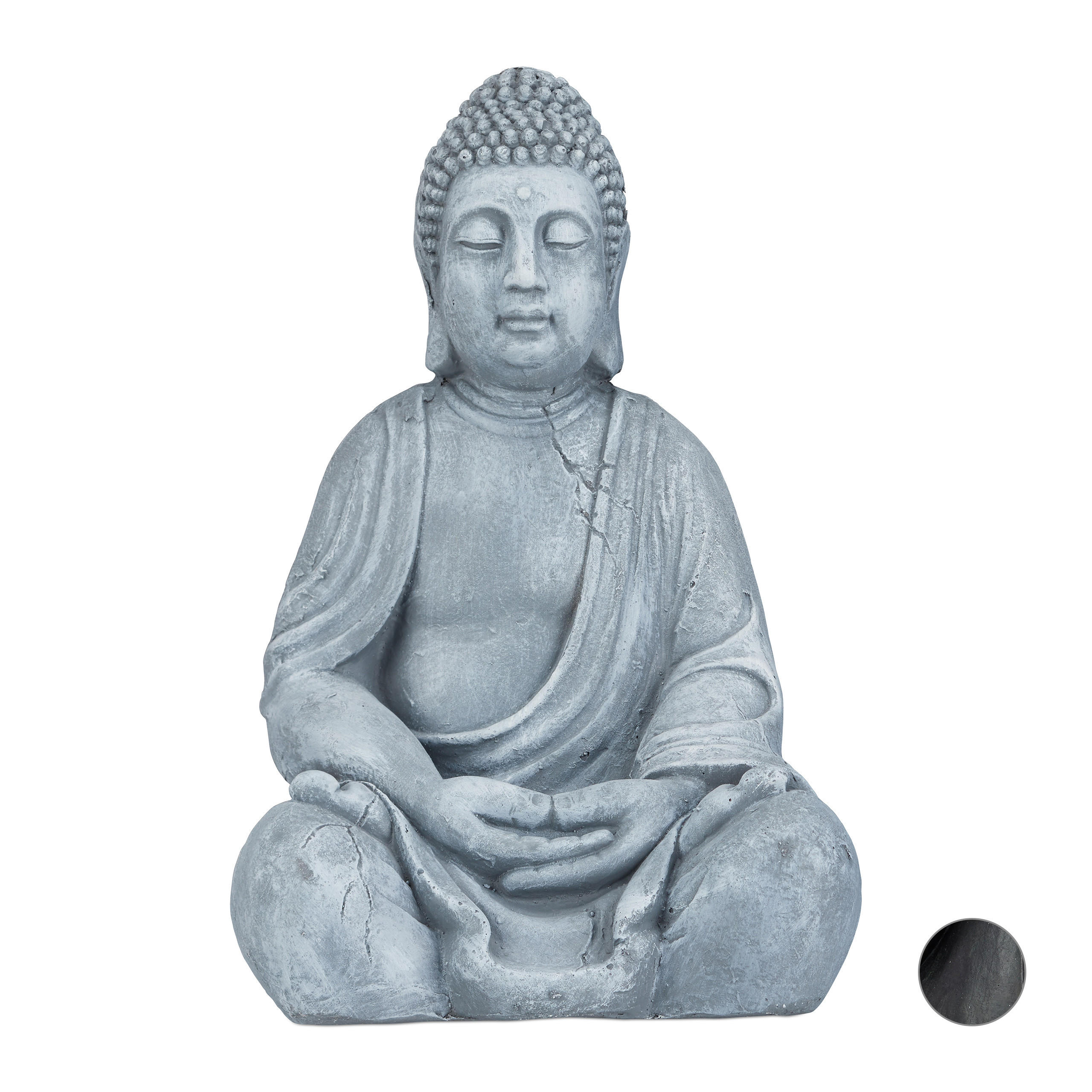 BUDDHA Figur - Grau, Kunststoff (30/50/25cm) - Relaxdays