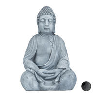 BUDDHA Figur - Grau, Kunststoff (30/50/25cm) - Relaxdays