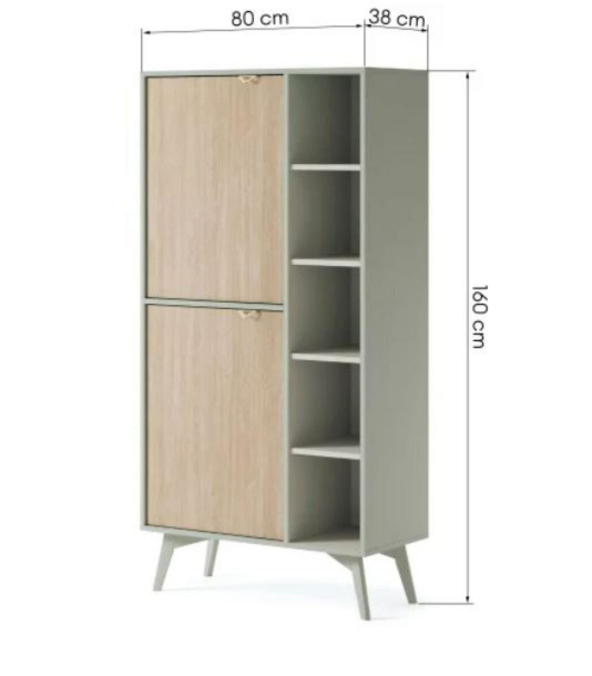 STANDREGAL - Abeto Beige Regal R80 - Eichefarben/Beige, Holz (80/160/38cm) - Möblo