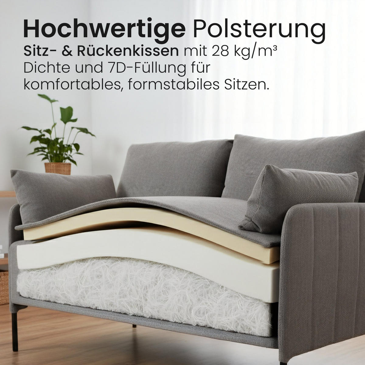 SOFA 131/79 cm Stoff Taupe - Taupe/Schwarz, Textil/Metall (131/79/79cm) - CLP