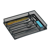 BESTECKKASTEN - Anthrazit, Metall (23.5/5/32cm) - Relaxdays