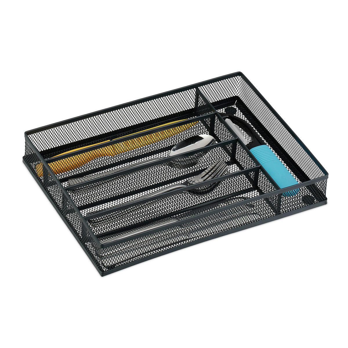 BESTECKKASTEN - Anthrazit, Metall (23.5/5/32cm) - Relaxdays