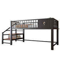 HOCHBETT 90/200 cm aus Metall mit Stauraumleiter Schwarz - Schwarz, Metall (90/200cm) - Modenvie