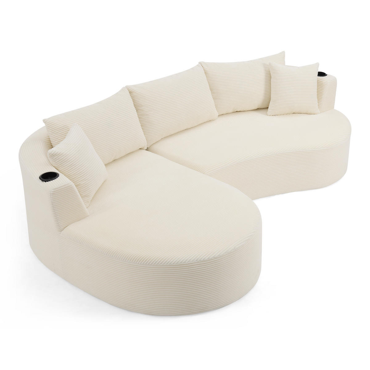 ECKSOFA 264/168/76 cm Beige mit Getränkehalter (Linke Seite) - Beige, Textil (264/168cm) - Oxeza