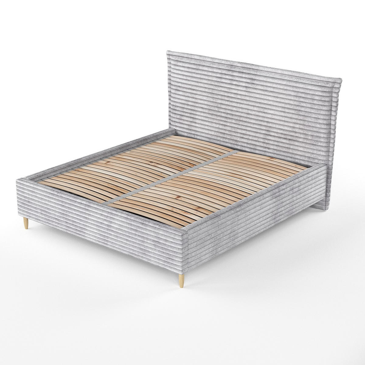 POLSTERBETT Cape Cod Grau 160/200 cm im Samtstoff - Naturfarben/Grau, Holz/Holzwerkstoff (160/200cm) - Maison de Reve