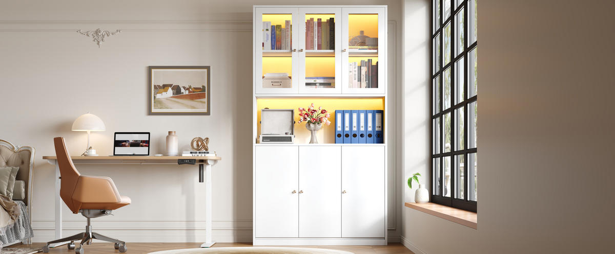 HIGHBOARD 100/200/35 cm Weiß aus MDF mit LED-Beleuchtung - Weiß, Holzwerkstoff (35/200/100cm) - OKMYHOME