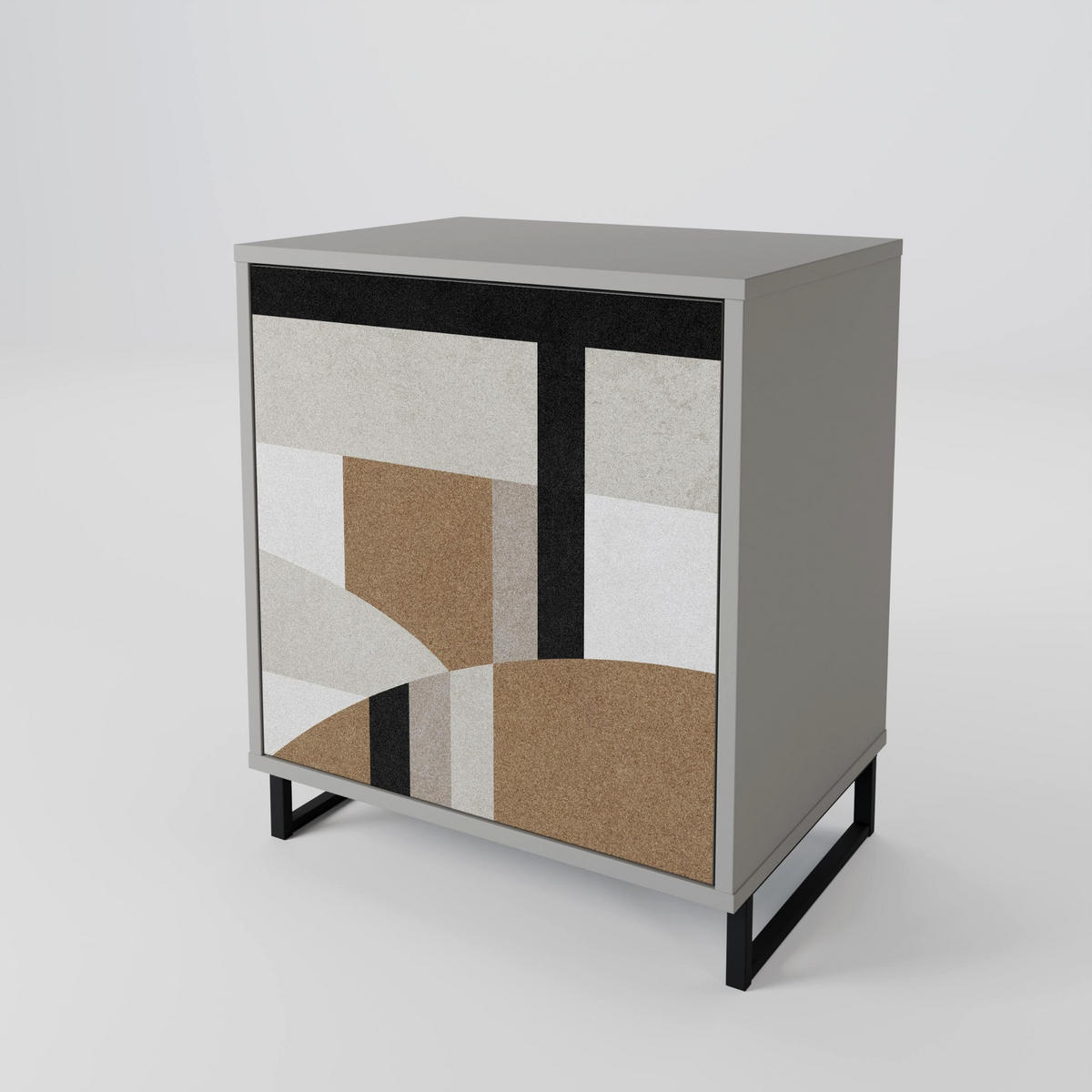 SIDEBOARD DELICATE MEMENTO, Grau, 57,5x42x75,5 cm, Goldfarbene Metallfüße - Goldfarben/Multicolor, Holzwerkstoff/Metall (57.5/75.5/42cm) - SpaceRebels