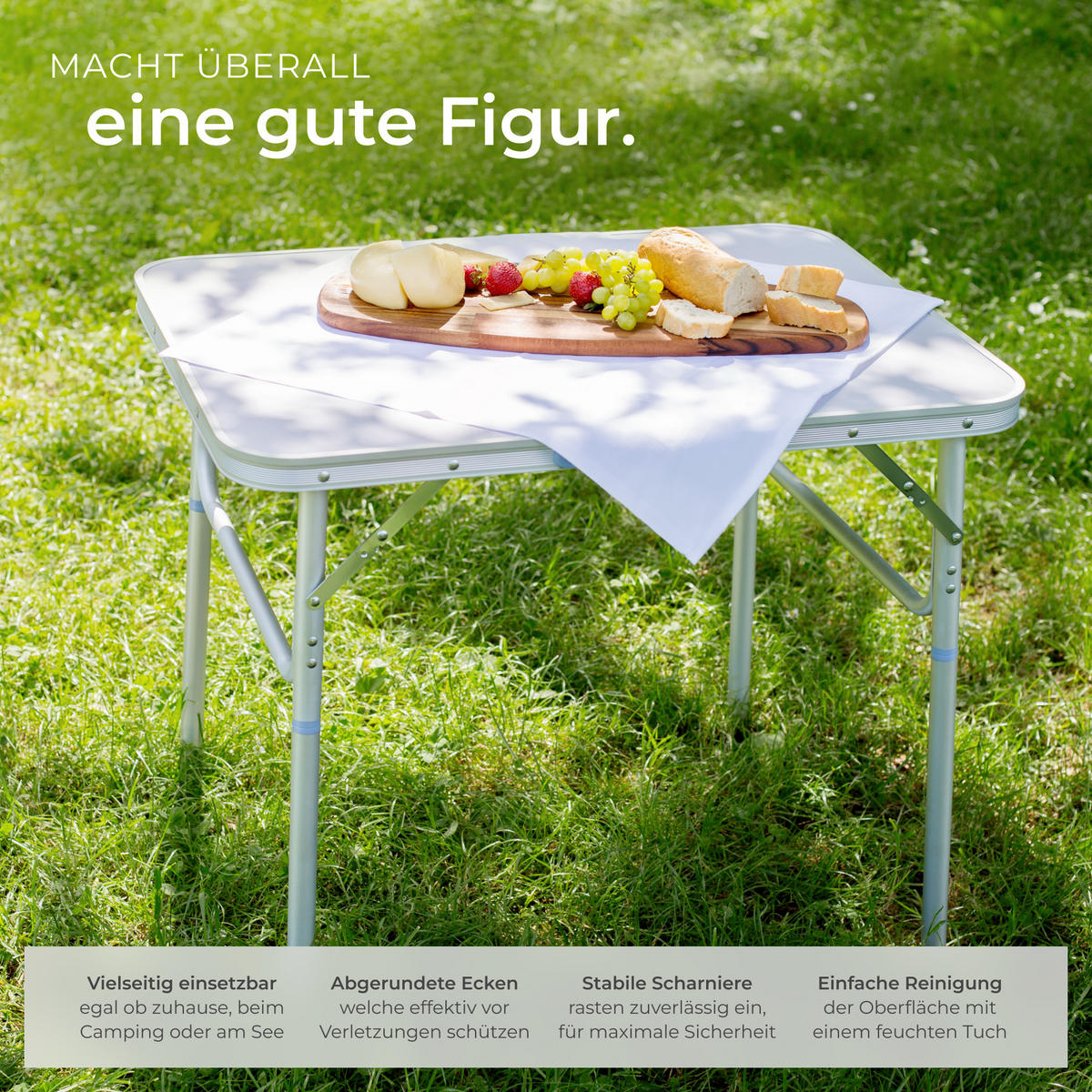 CAMPINGTISCH Lothar,75 x 55 x 68 cm,grau - Grau, Metall (75/55/68cm) - tectake