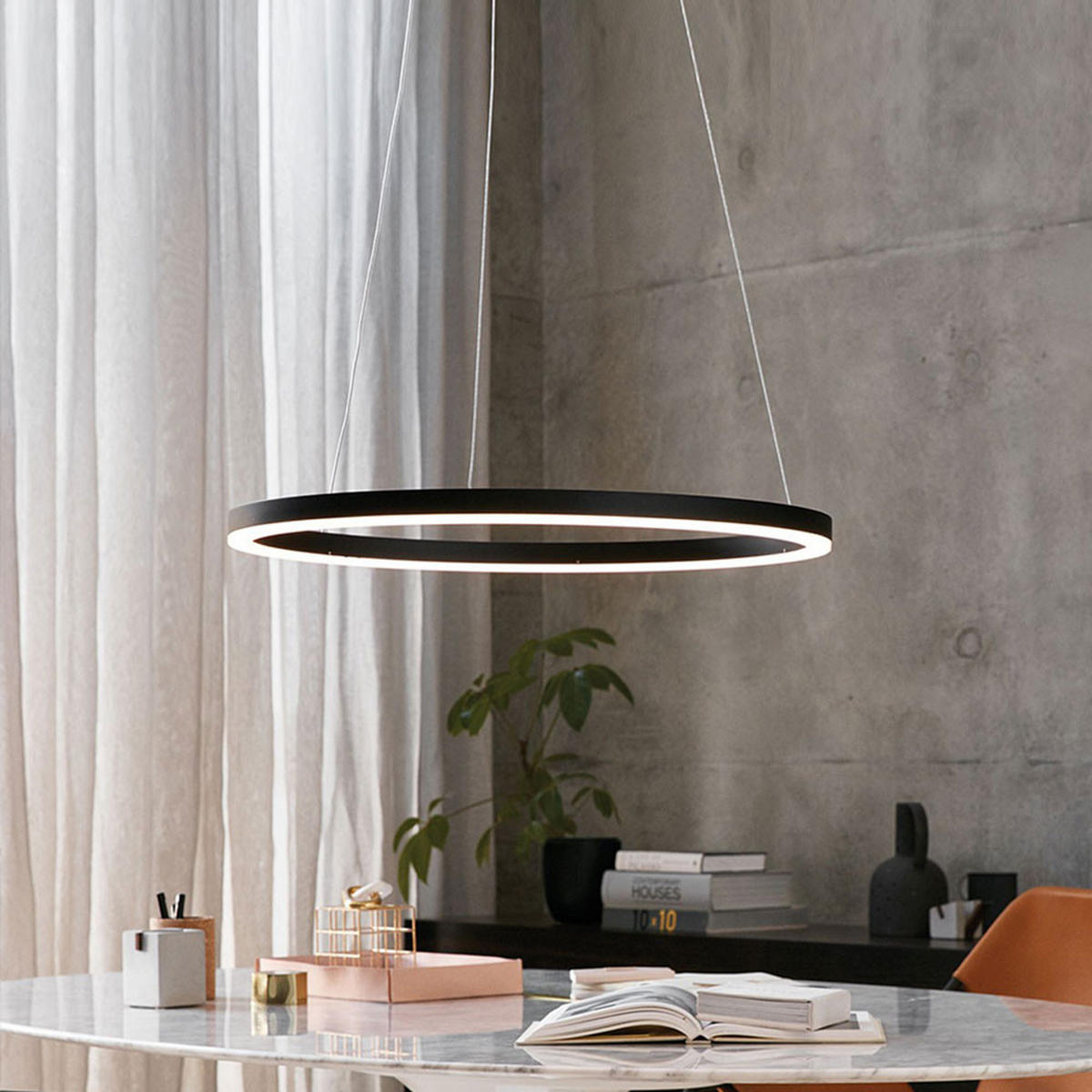 LED-HÄNGELEUCHTE Ring Direkt/Indirekt 5m Weiß Ø 80cm - Weiß, Metall (80/80/3.3cm) - s.luce