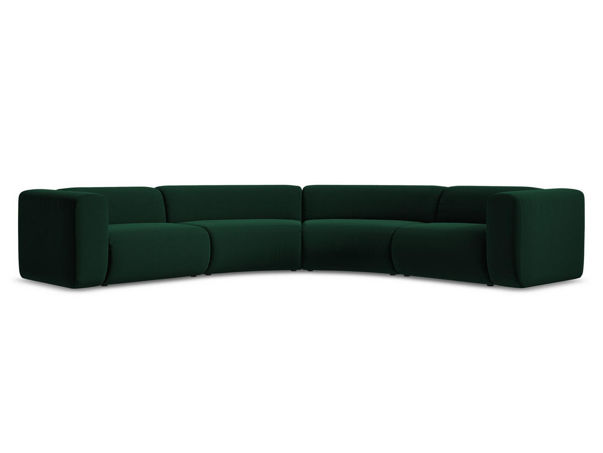 ECKSOFA Samt Stoff Grün - Dunkelgrün/Schwarz, Kunststoff/Textil (318/318cm) - Makamii
