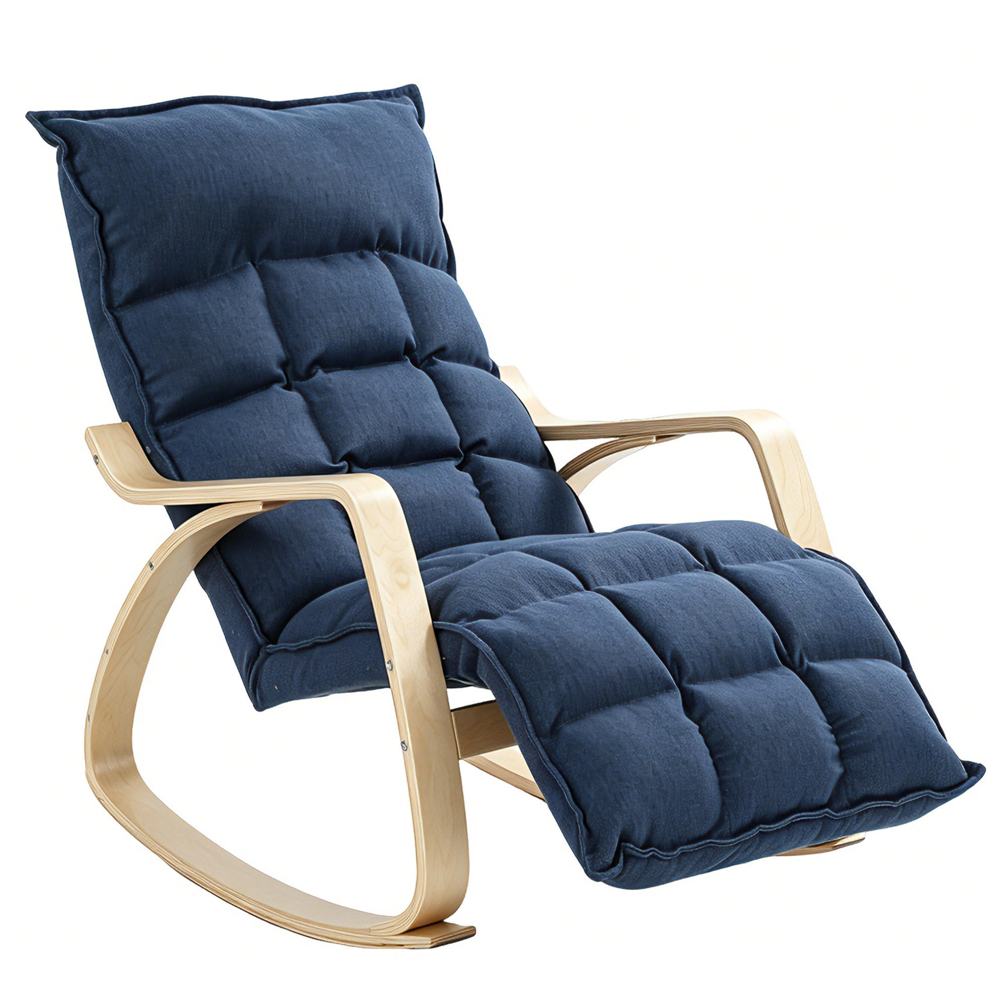SCHAUKELSTUHL Stoff in Leinenoptik 100 Polyester Dunkelblau - Dunkelblau/Naturfarben, Holzwerkstoff/Textil (67/92/106cm) - HOMCOM