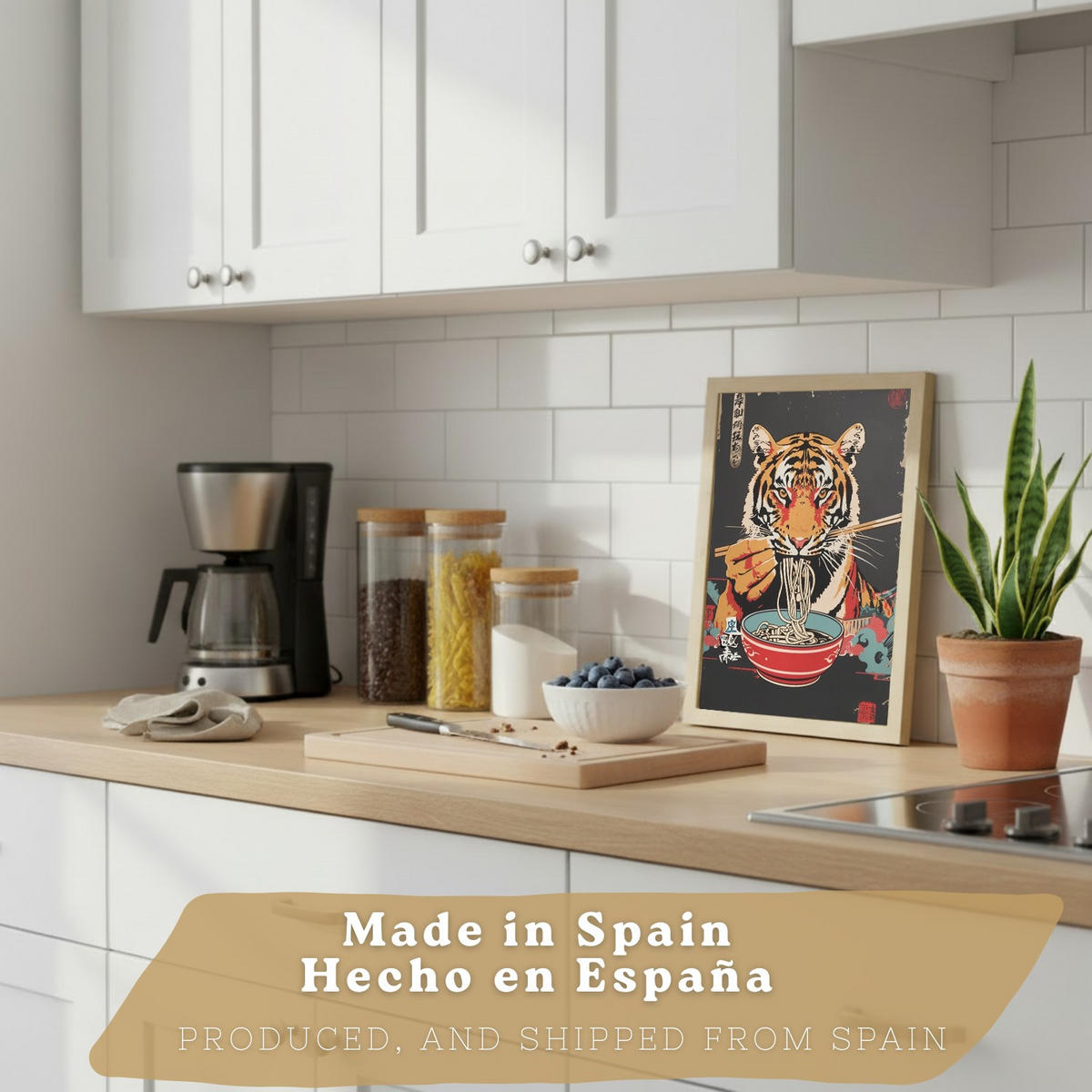 PLAKAT Sada 3 Ramen Animals A4 Černý rám - černá, papír (29.7/1/21cm) - Nacnic