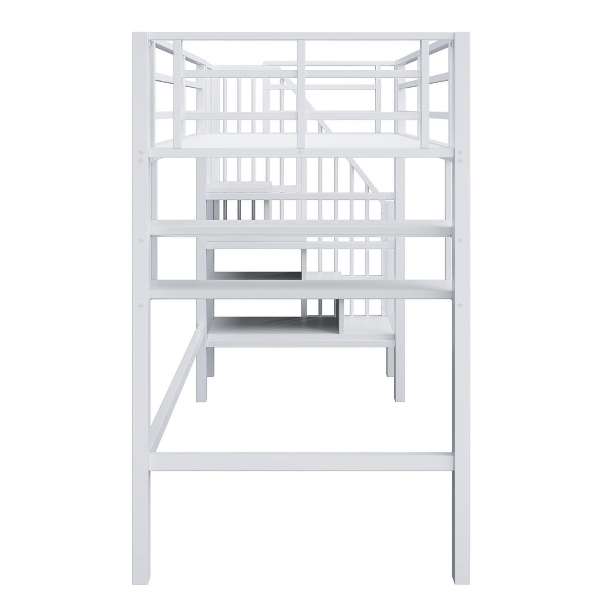 HOCHBETT aus Metall und MDF 90x200 cm Weiß mit Stauraumleiter und Regalen - Weiß, Metall (90/200cm) - IVMEU