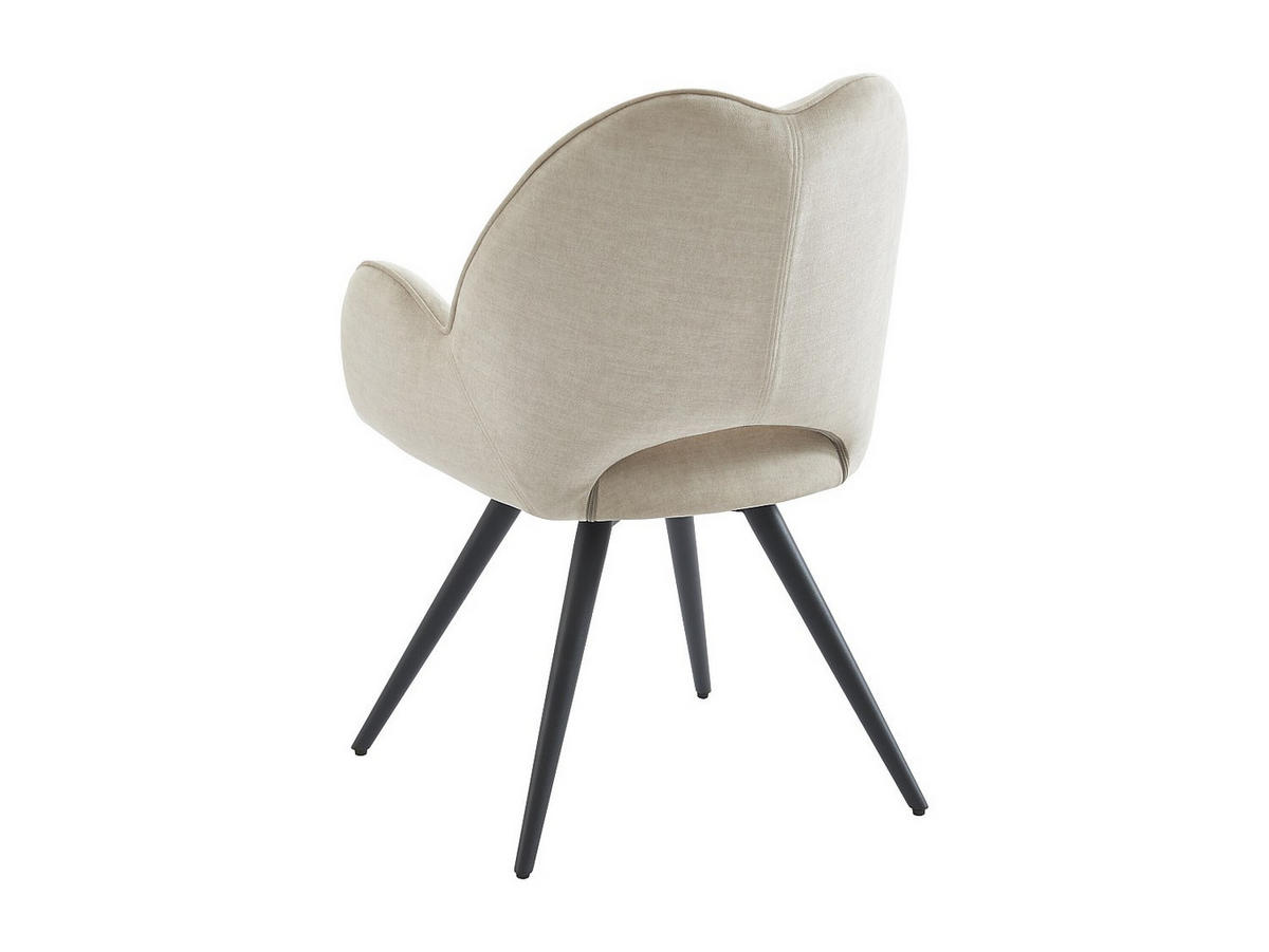 DREHSTUHL mit Armlehnen 6er-Set - Stoff & schwarzes Metall - Beige - GULSUN - Beige, Textil (60/86/66cm) - Vente-Unique