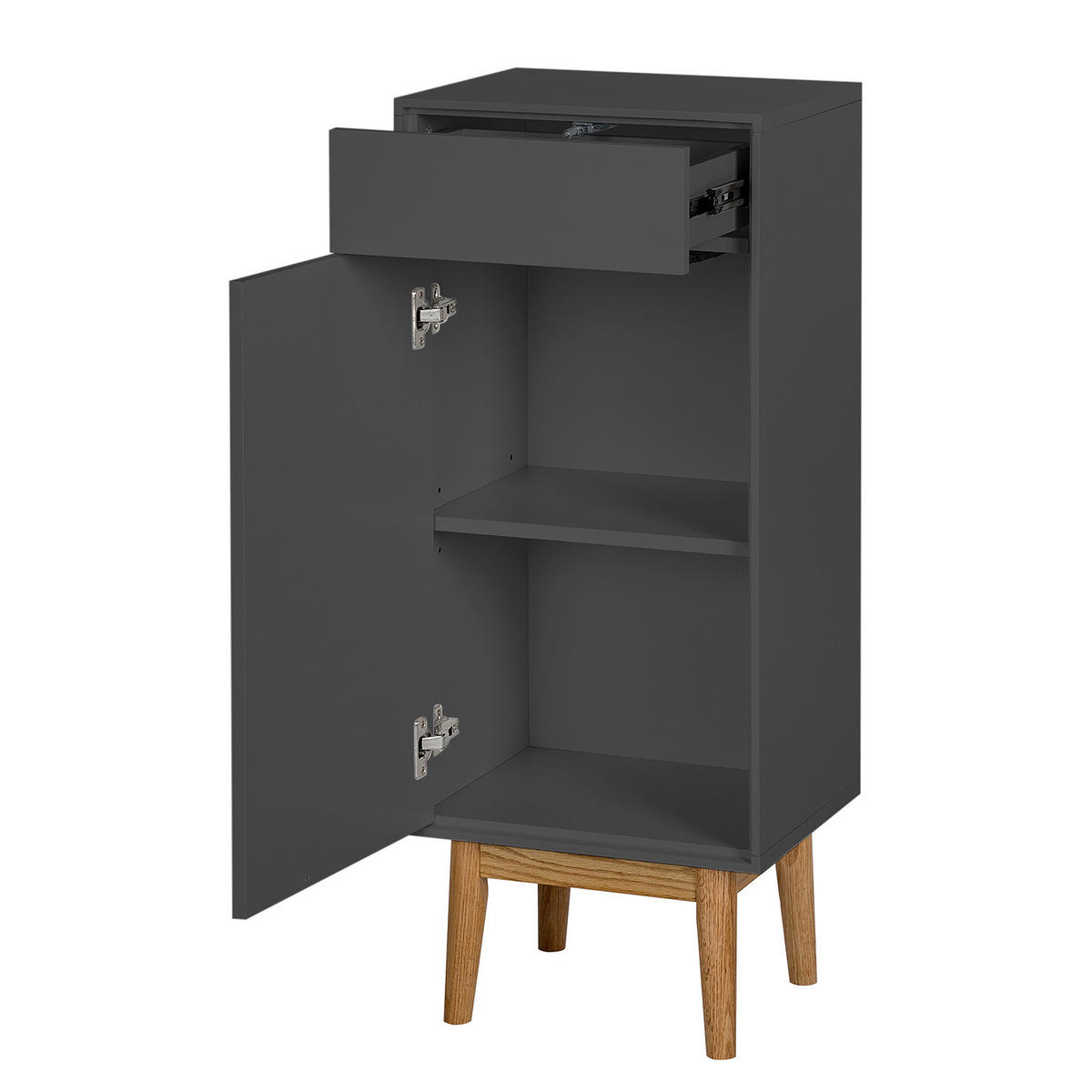 UNTERSCHRANK mit 1 Schublade - Eiche teilmassiv - Grau, Holz/Holzwerkstoff (40/97/32cm) - home24