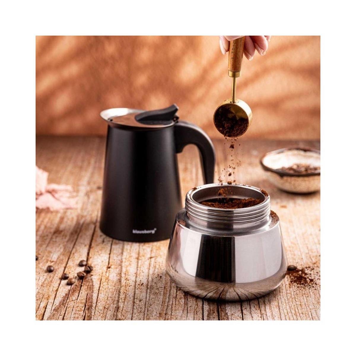 ESPRESSOKOCHER Schwarz 13,9/16,3/26,4 cm KB7847 - Schwarz, Metall (16.3/26.4/13.9cm) - Klausberg 