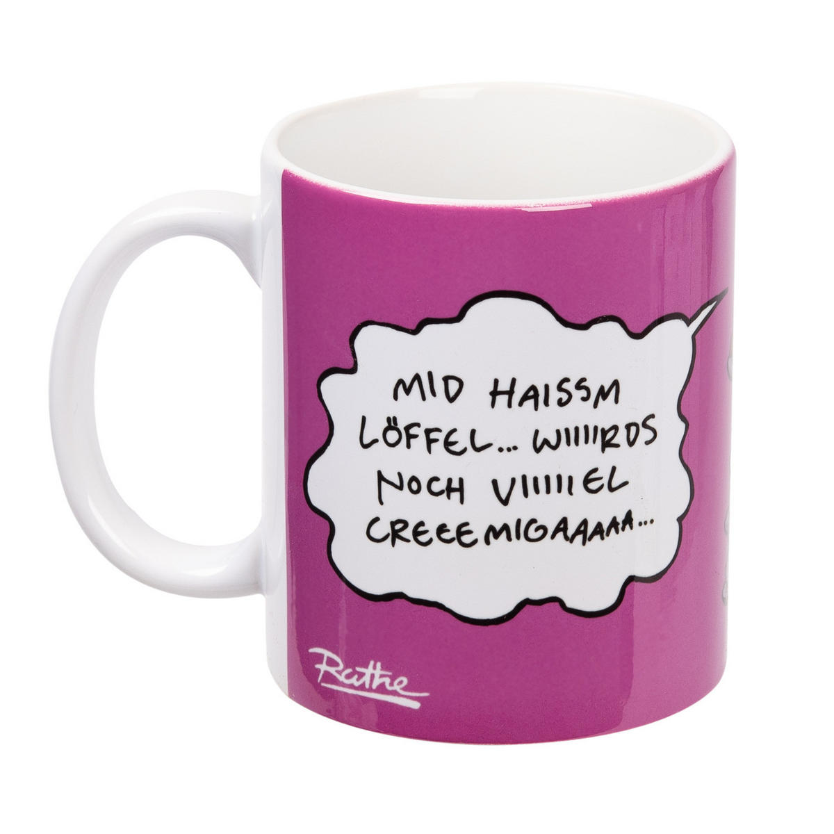 KAFFEEBECHER Ralph Ruthe Mid haissm Löffel... wiiiirds noch viiiiiel Creeemigaaaaa... Lila 320 ml - Lila, Keramik (0.32L) - United Labels