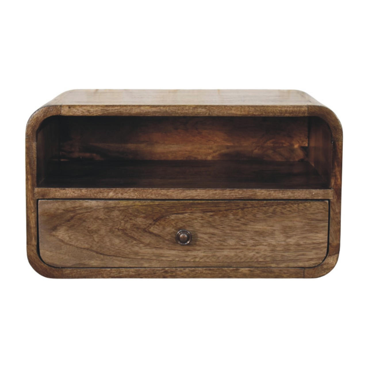 NACHTTISCH Wandmontiert mit offenem Fach - Dunkelbraun/Messingfarben, Holz/Metall (45/25/32cm) - Artisan Furniture