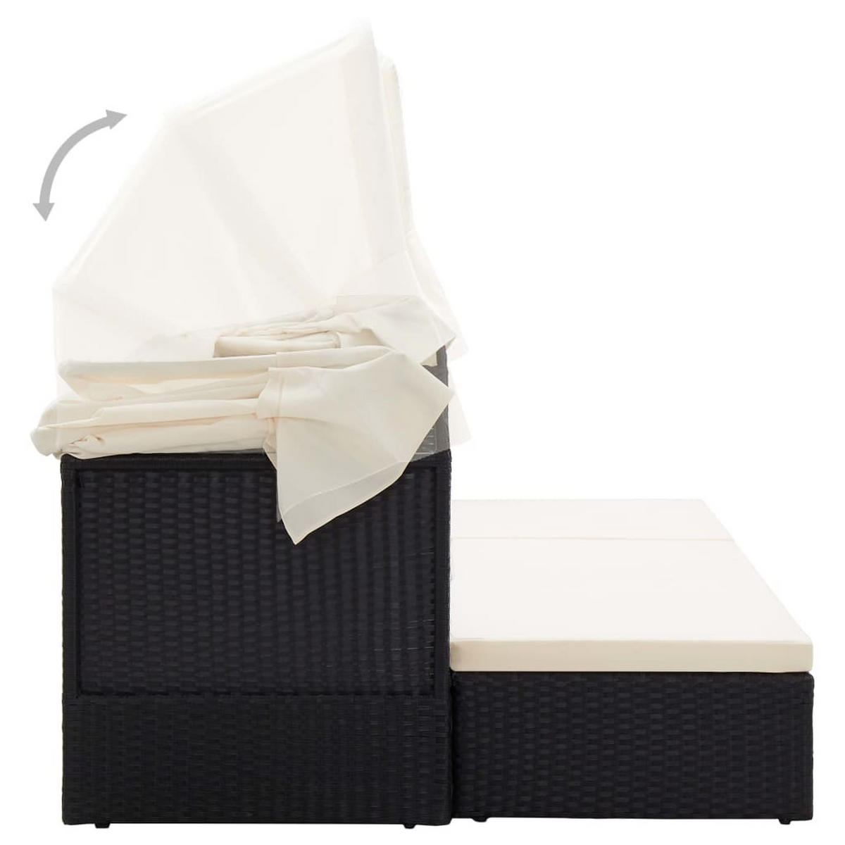 GARTEN-SONNENINSEL Mit Dach Schwarz Poly Rattan - Creme, Kunststoff (60/124/200cm) - vidaXL