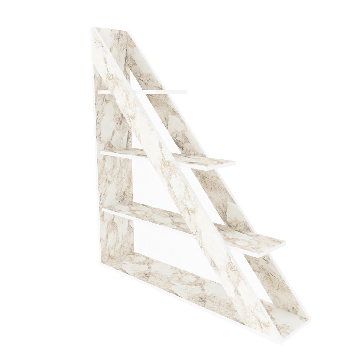 BÜCHERREGAL Pisagor Weiss Marmor - Weiß, Holzwerkstoff (25/60/120cm) - Decorotika