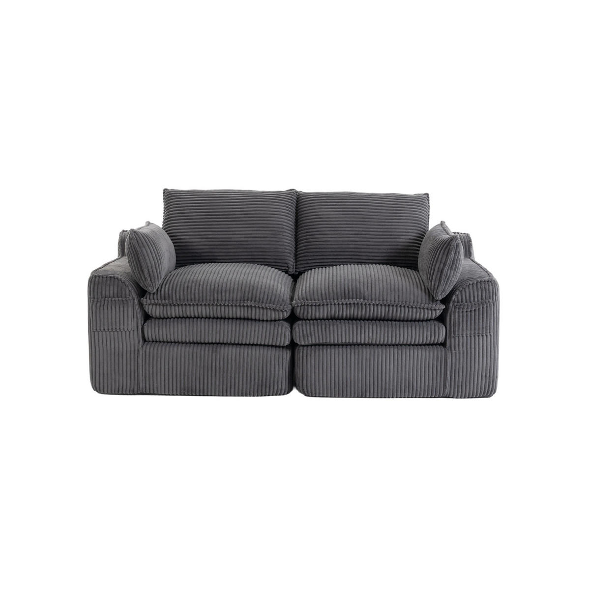 2-SITZER-SOFA 191/94/85 cm dunkelgrau aus Cord mit Seitentaschen und Federkern - Dunkelgrau, Textil (94/85/191cm) - Modenvie