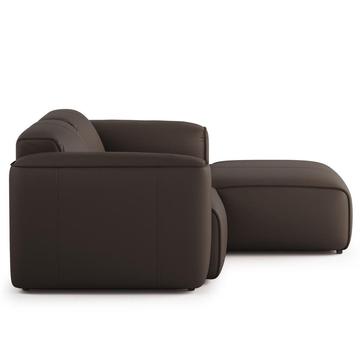 ECKSOFA mit XL-Longchair - Dunkelbraun/Schwarz, Leder/Kunststoff (260/171cm) - home24