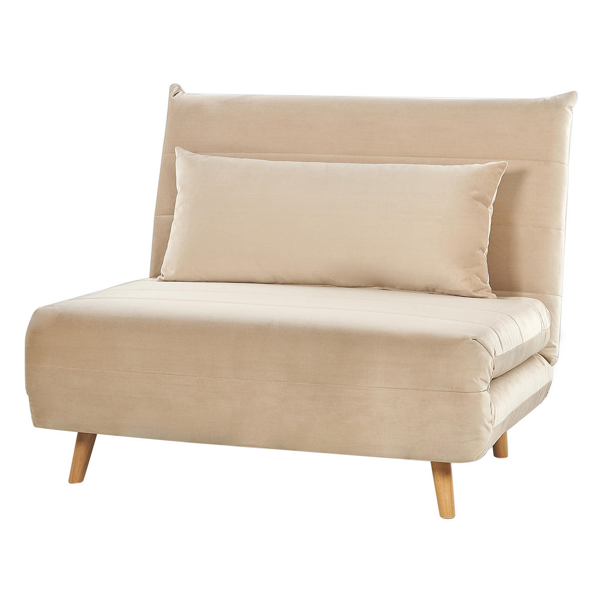 1-SITZER-SCHLAFSOFA Samtstoff Sandbeige Setten - Beige, Textil (104/82/190cm) - Beliani