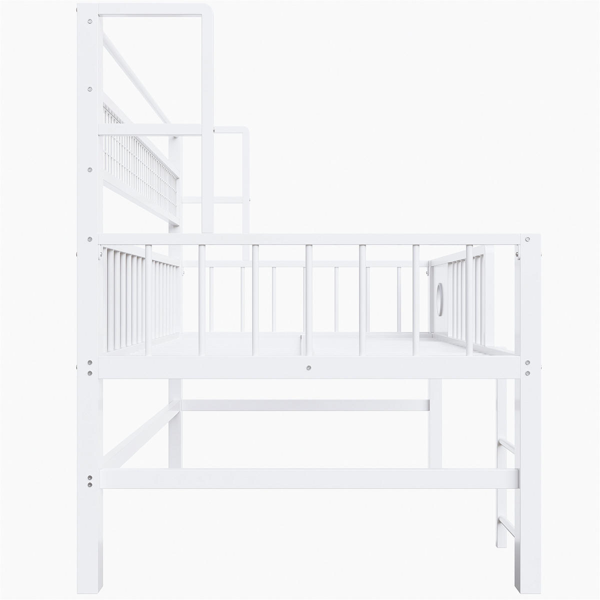 KINDEREINZELBETTEN aus Metall 90x200 cm in Weiß mit Stauraum - Weiß, Metall (90/200cm) - Modfu