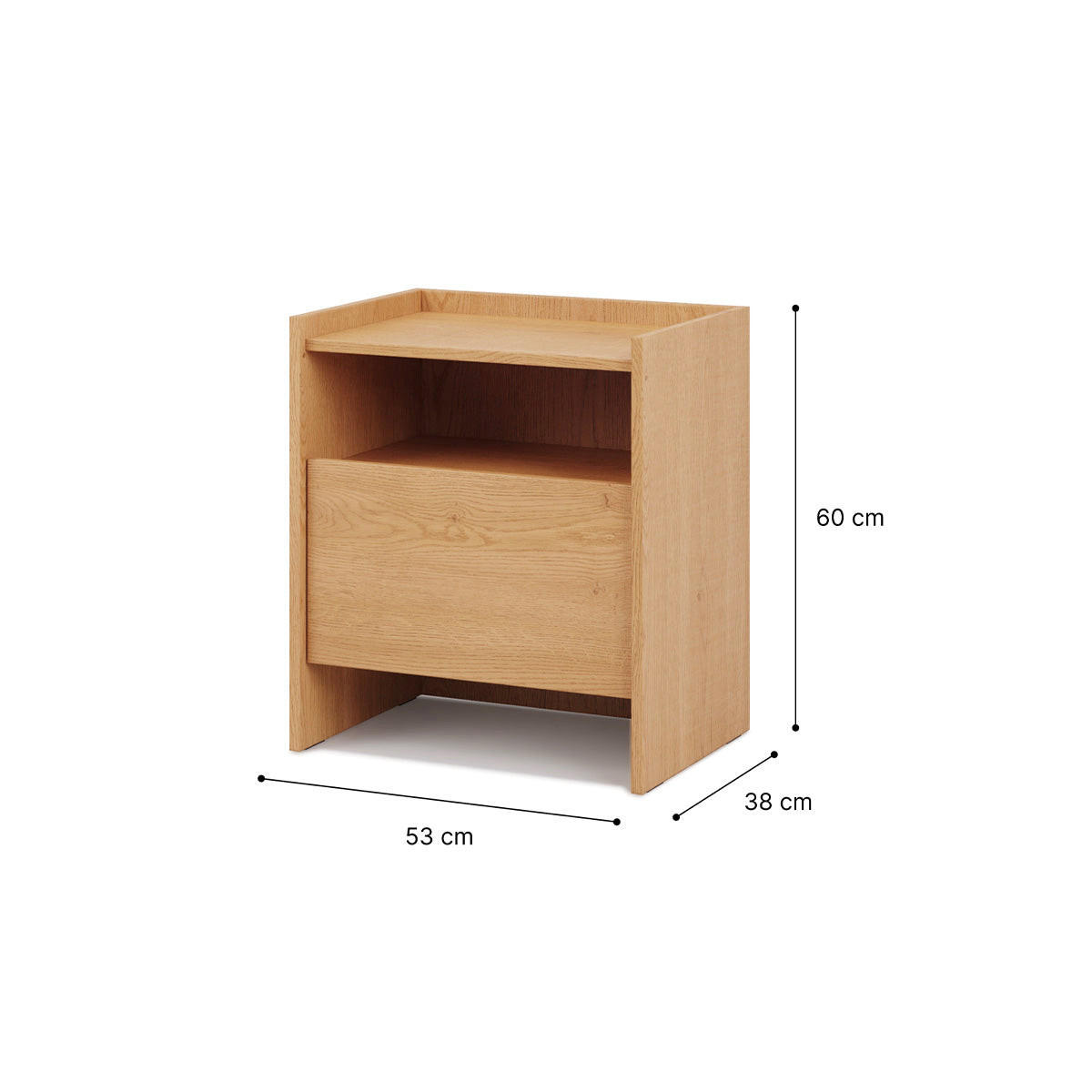 NOČNÍ STOLEK Japandi Dřevo - hnědá, kompozitní dřevo (53.2/60.5/38cm) - Petits-meubles