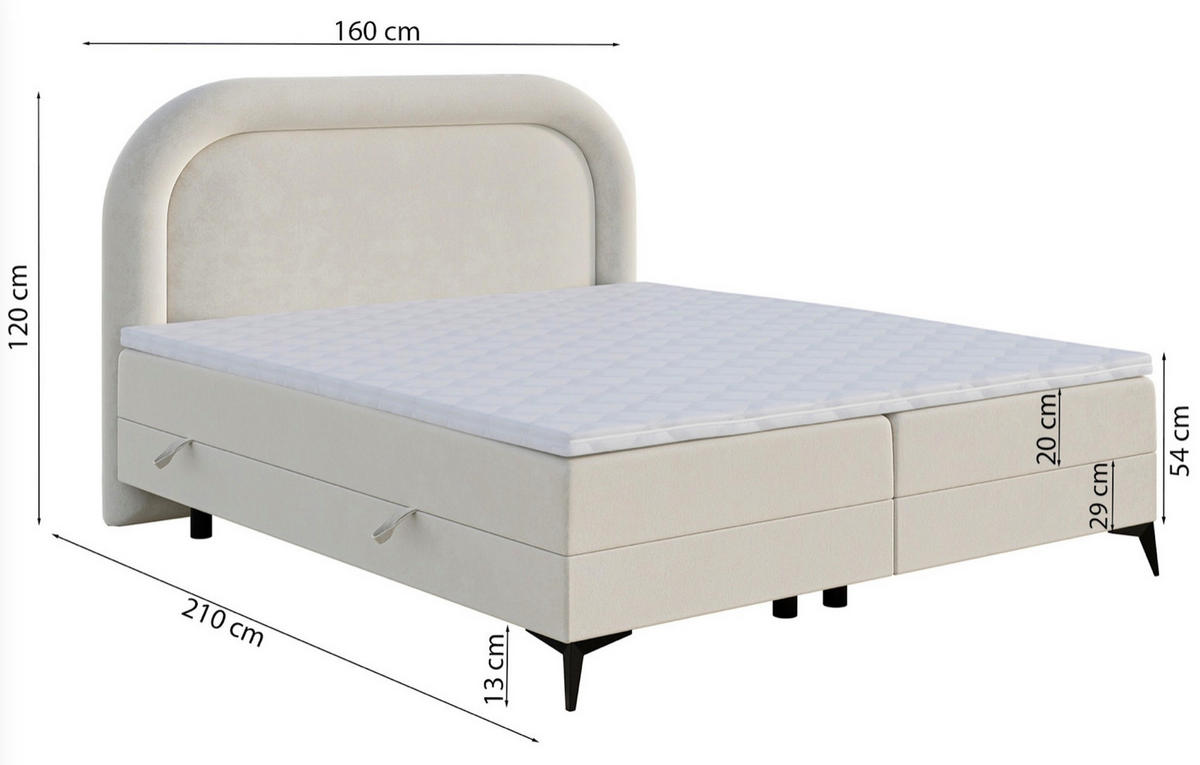 BOXBETT Loreo Beige Samt 160x200 cm - Beige/Schwarz, Kunststoff/Textil (160/200cm) - Selsey