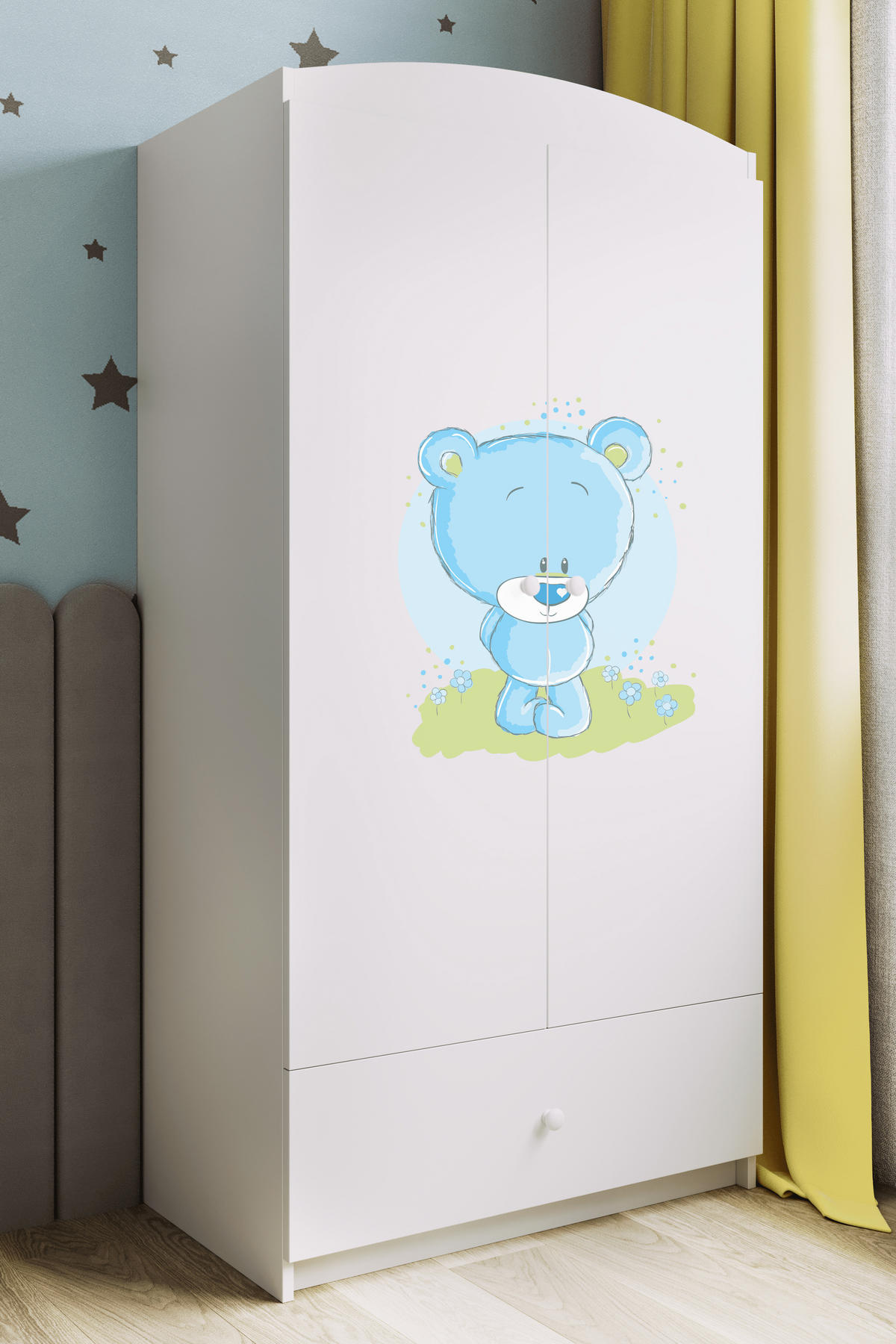 KINDERKLEIDERSCHRANK Blaubär 90/175/52 - Weiß, Holzwerkstoff (90/175/52cm) - Kocot Kids