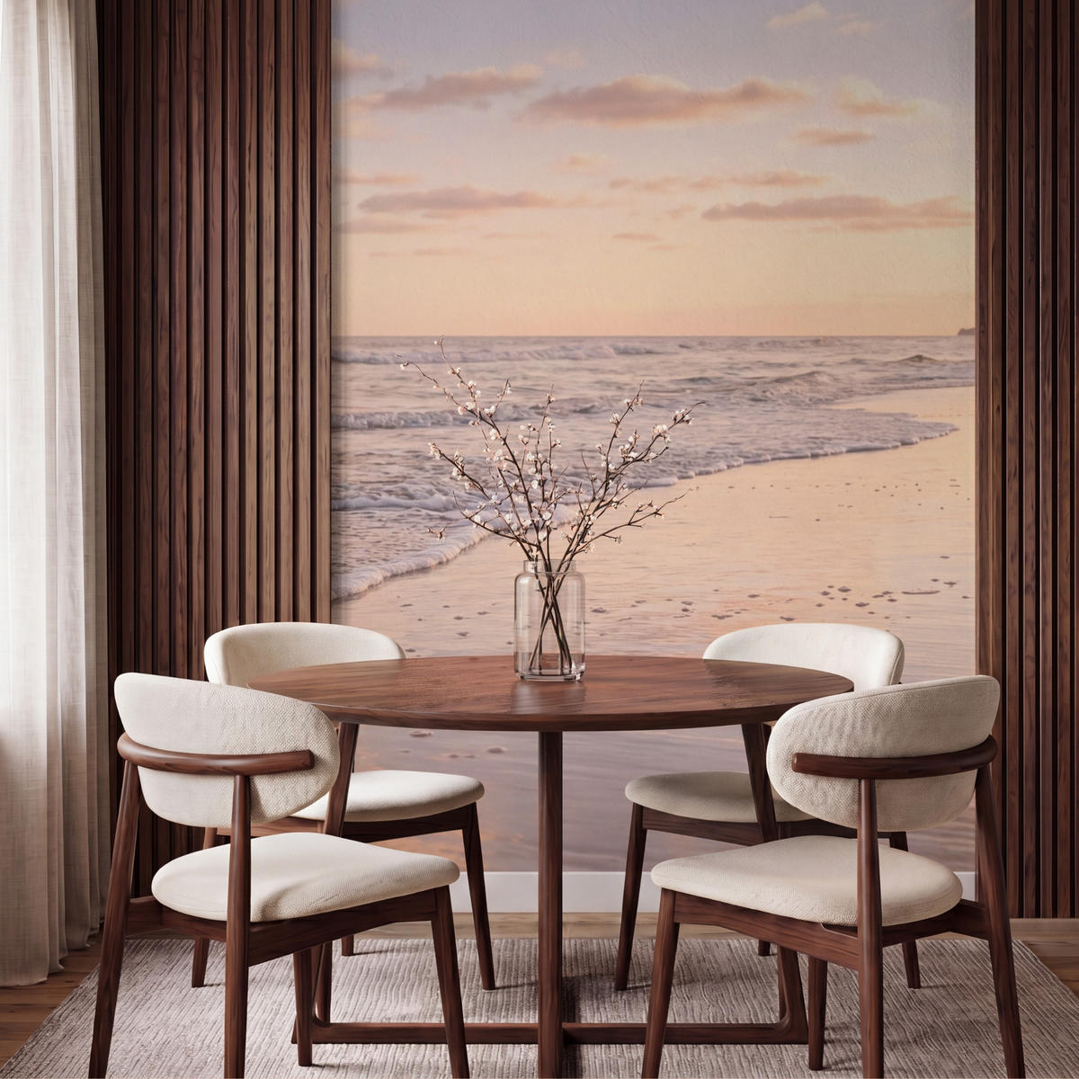 TAPETE - Strand - Brandung - Wolken - 160x220 cm - Hellrosa, Papier (160/220cm) - OnlyWow