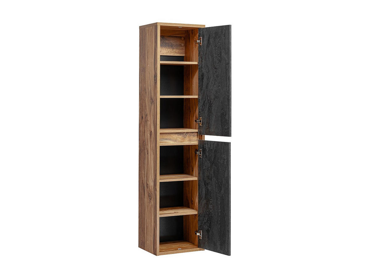 BADSCHRANK - 40 cm x 33 cm - Holz, Platte - Anthrazitgrau, Naturfarben Hell - TIKITIKI - Anthrazit/Naturfarben, Holz (40/170/33cm) - Vente-Unique