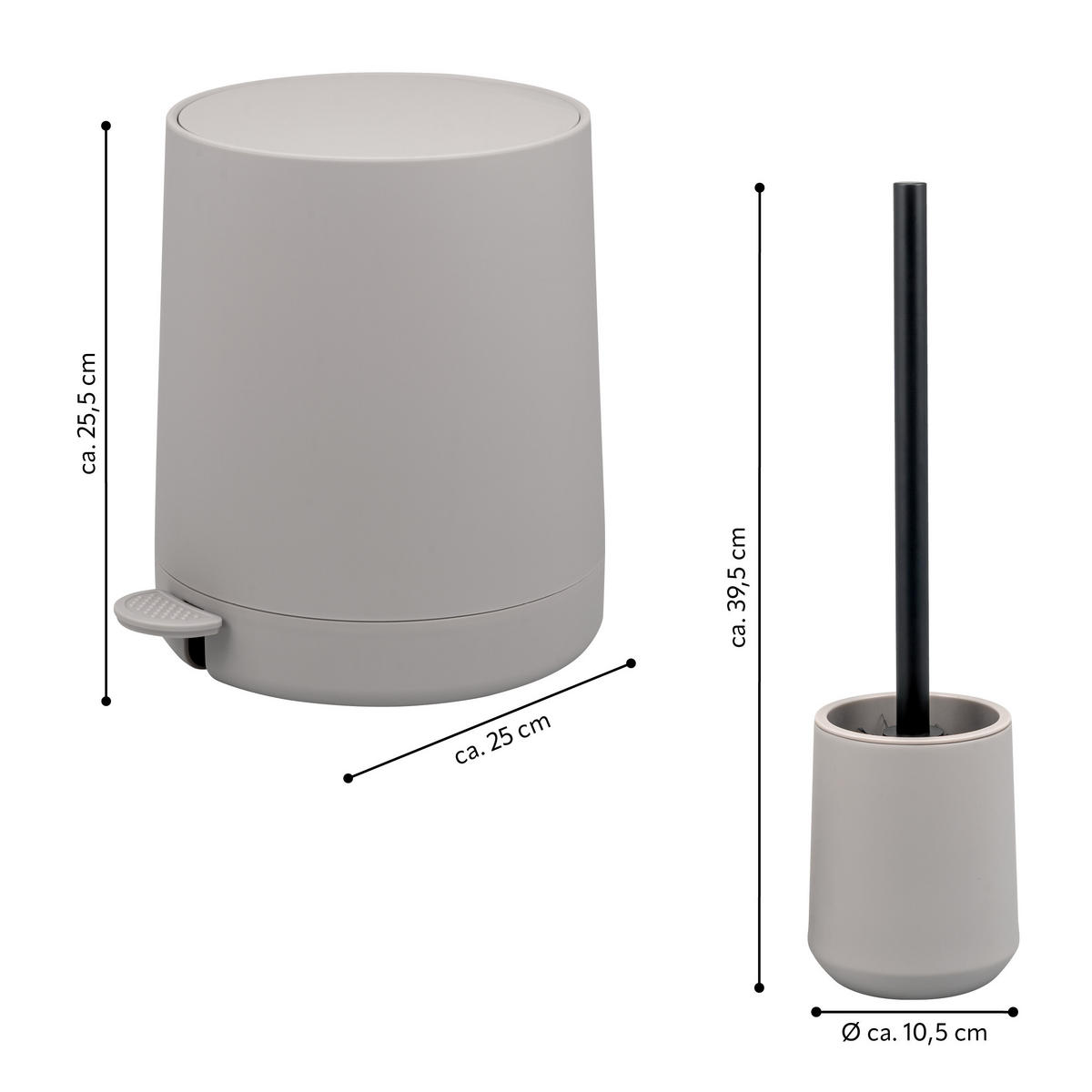BAD-ACCESSOIRES-SET TESERO, Soft-Touch, taupe - Taupe, Kunststoff (22.5/25.5/25cm) - eluno
