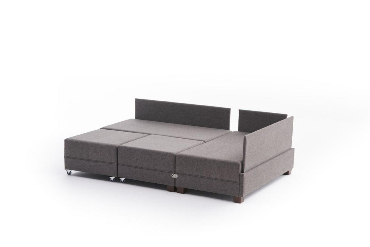 ECKSOFA mit rollbarer Schlaffunktion - Taupe/Beige, Holz/Textil (210/280cm) - myHomelando