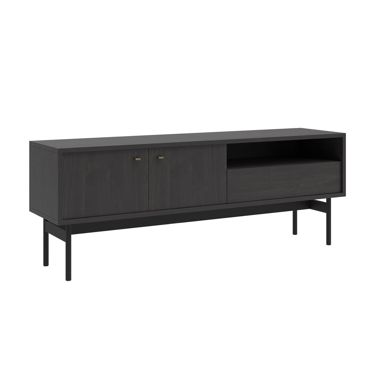 TV-STOLEK Olar II Jasan Portland černý 154 cm - černá/zlatá, kov/kompozitní dřevo (154/56.6/38cm) - Selsey