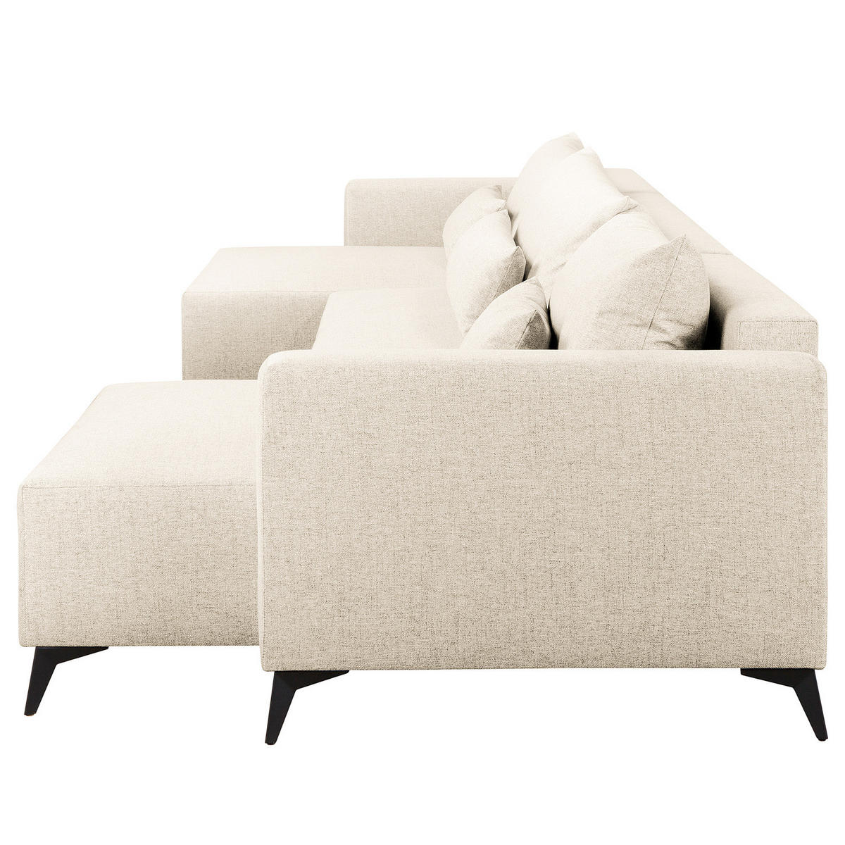 WOHNLANDSCHAFT - Beige/Schwarz, Textil (382/81/148cm) - home24