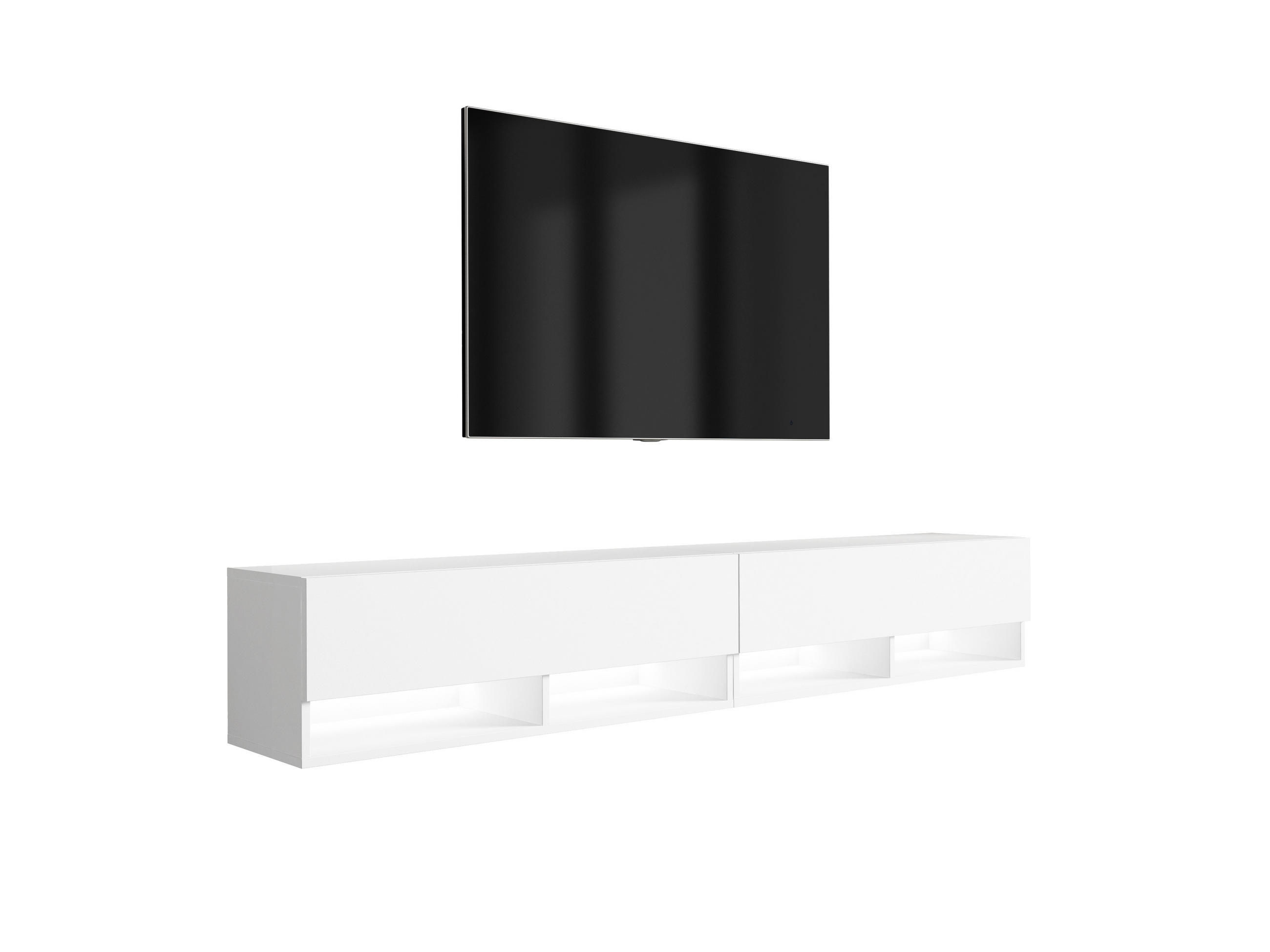 TV-LOWBOARD 200 (2 x 100) cm Mattweiß, LED weiß, 200 × 32 × 34 cm - Weiß, Holzwerkstoff (200/33.6/32cm) - 3XE LIVING