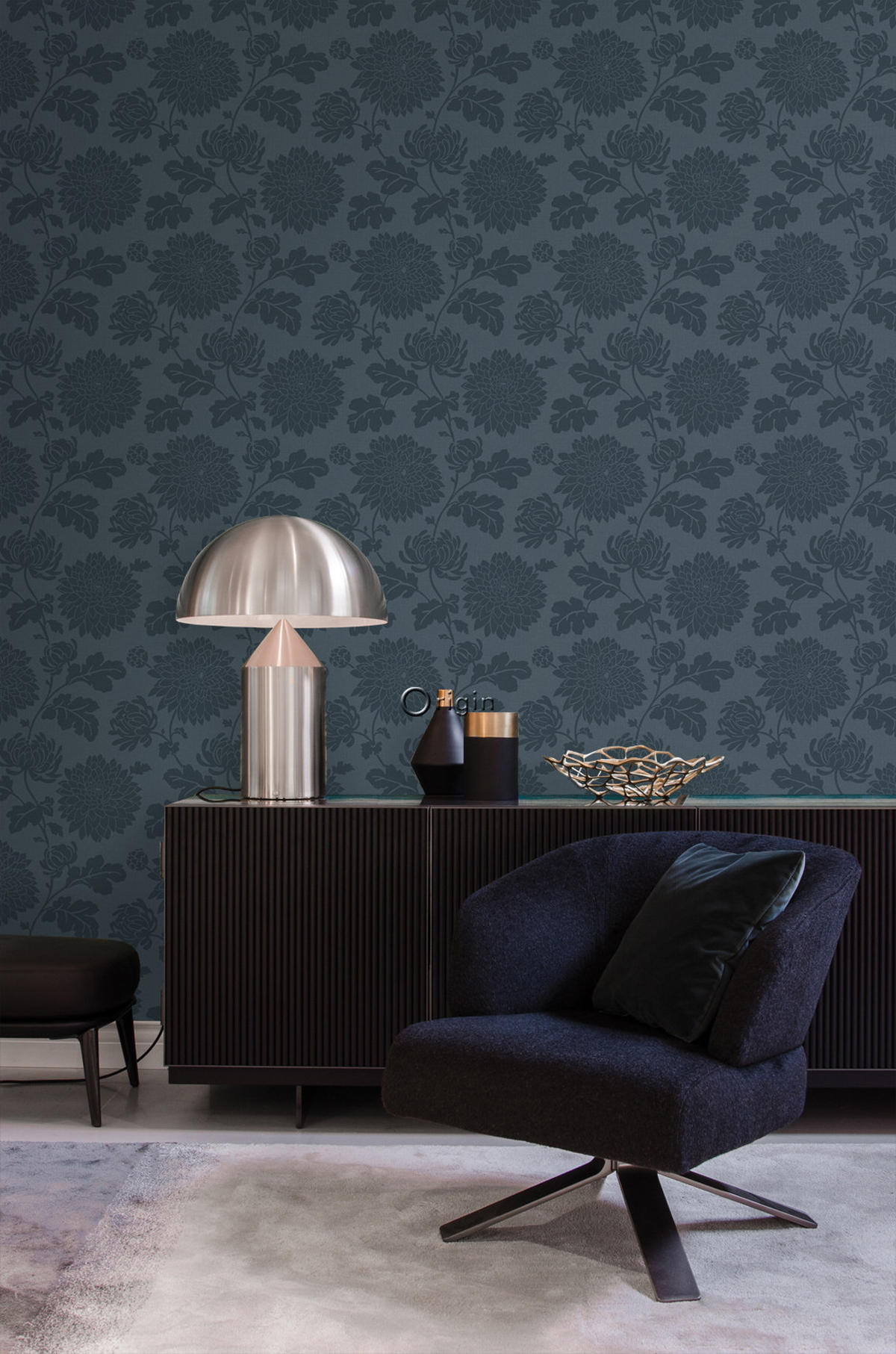 TAPETE Blumen 50 x 900 cm - Blau, Papier (50/900cm) - Origin Wallcoverings