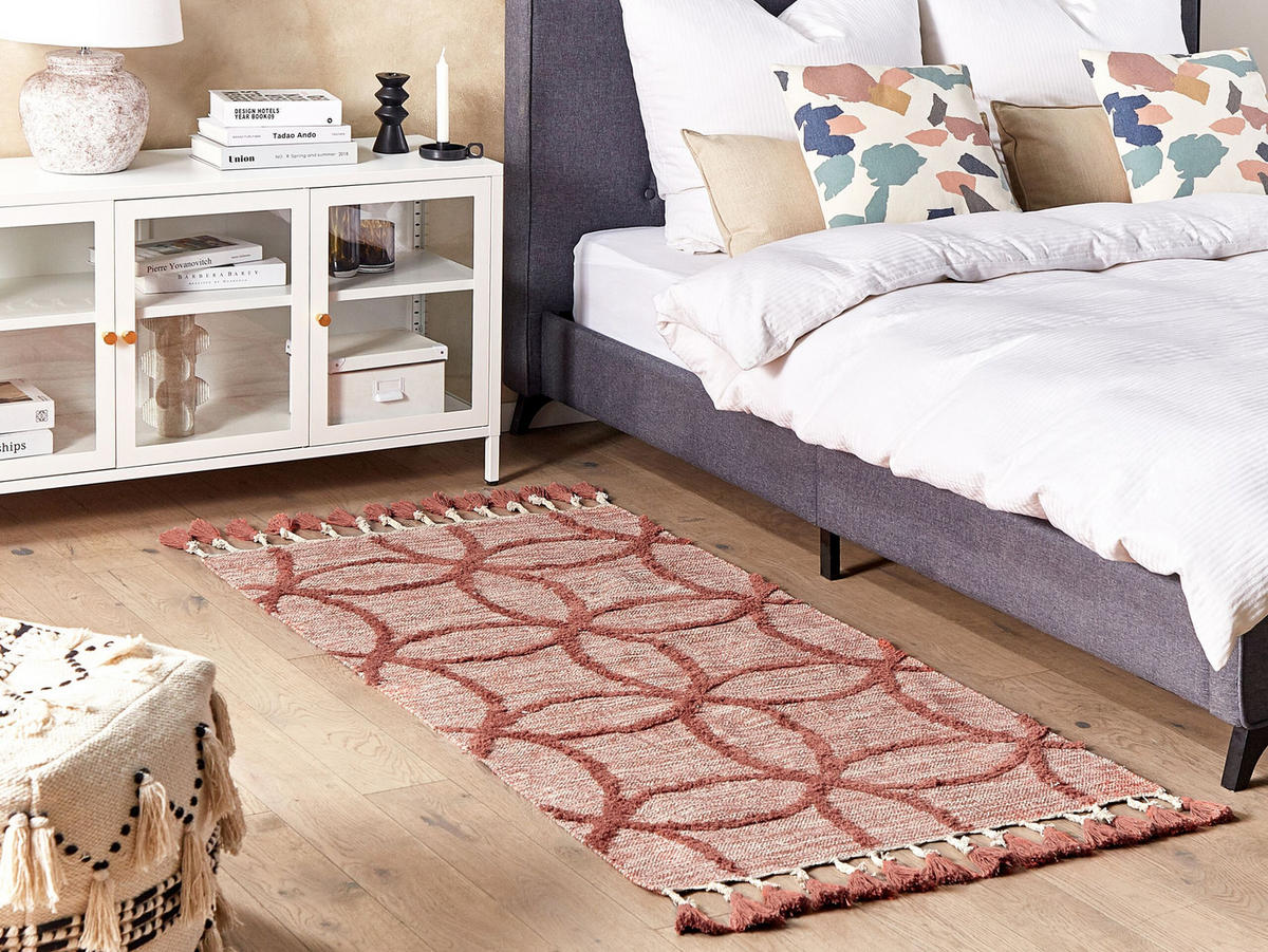 KURZFLOR-TEPPICH Kirsehir 150/80 cm - Rot, Textil (80/150cm) - Beliani