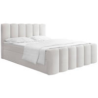 BOXBETT Serenity mit Bettkasten, Boucle Weiß 200x200 cm – inkl. H4 Taschenfederkern Matratze & Foam Topper - Schwarz/Weiß, Holz/Holzwerkstoff (200/200cm) - WFL GROUP