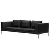 3-SITZER SOFA - Chromfarben/Schwarz, Leder/Metall (238/81/105cm) - home24